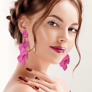 Pink Petal Dangle Earrings